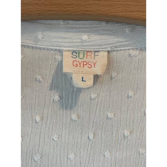 Tie-Front White Textured Dotted Button-Down Blouse By Surf Gypsy Lightweight & S - Picture 5 of 11
